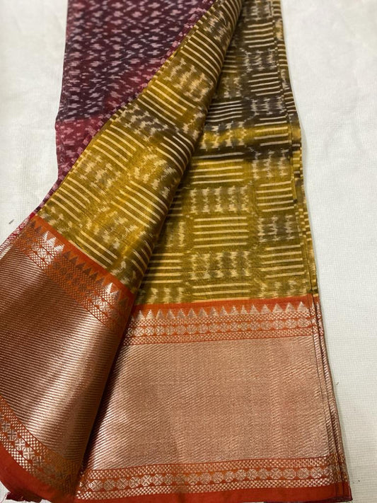 Olive Green Telia Rumal Saree