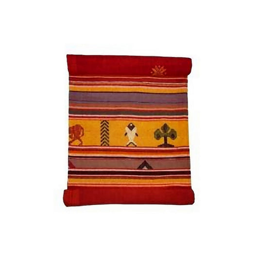 Orange Extra Weft Handwoven Double Bed Cover