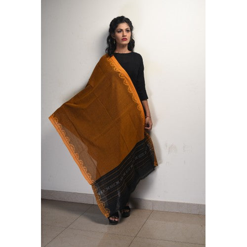 Orissa Ikat Handloom Cotton Yellow Dupatta For Women