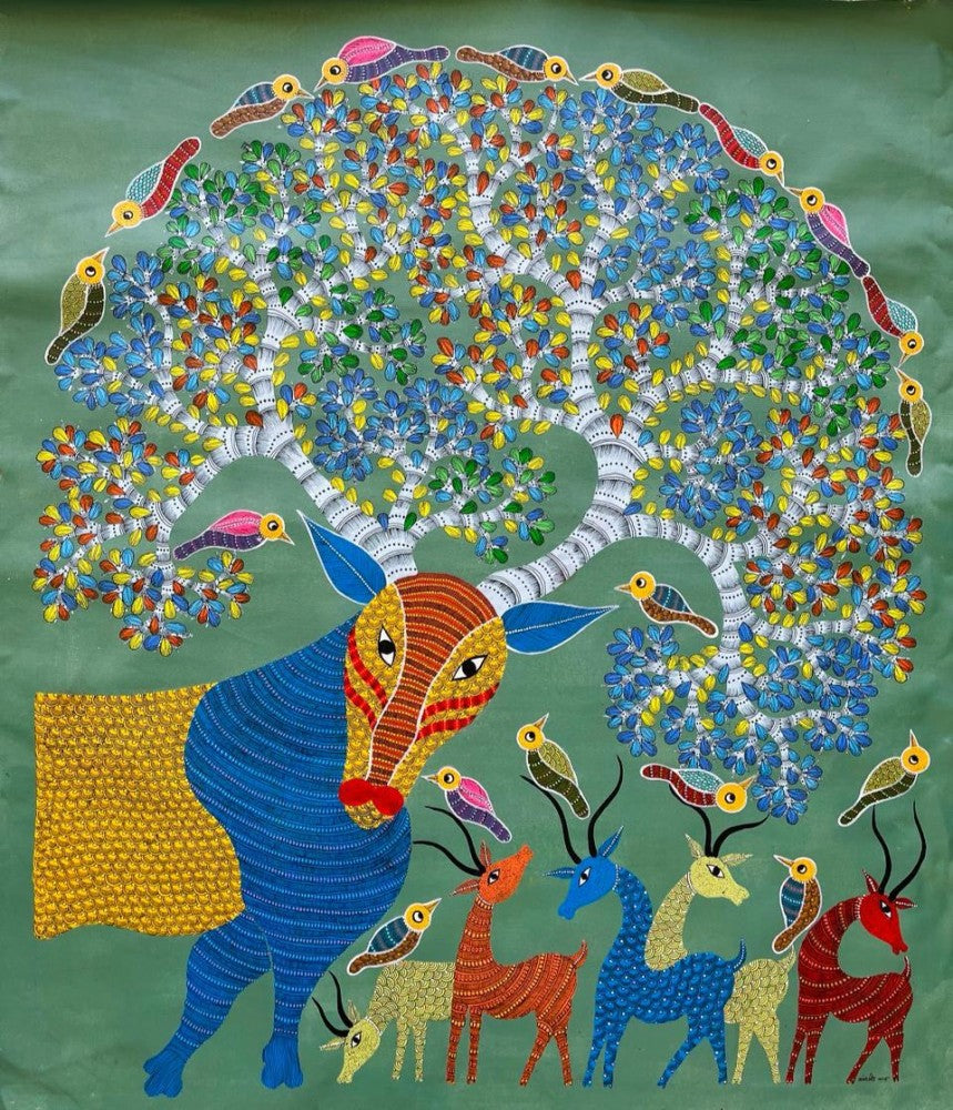 Gond Art Colorful Birds