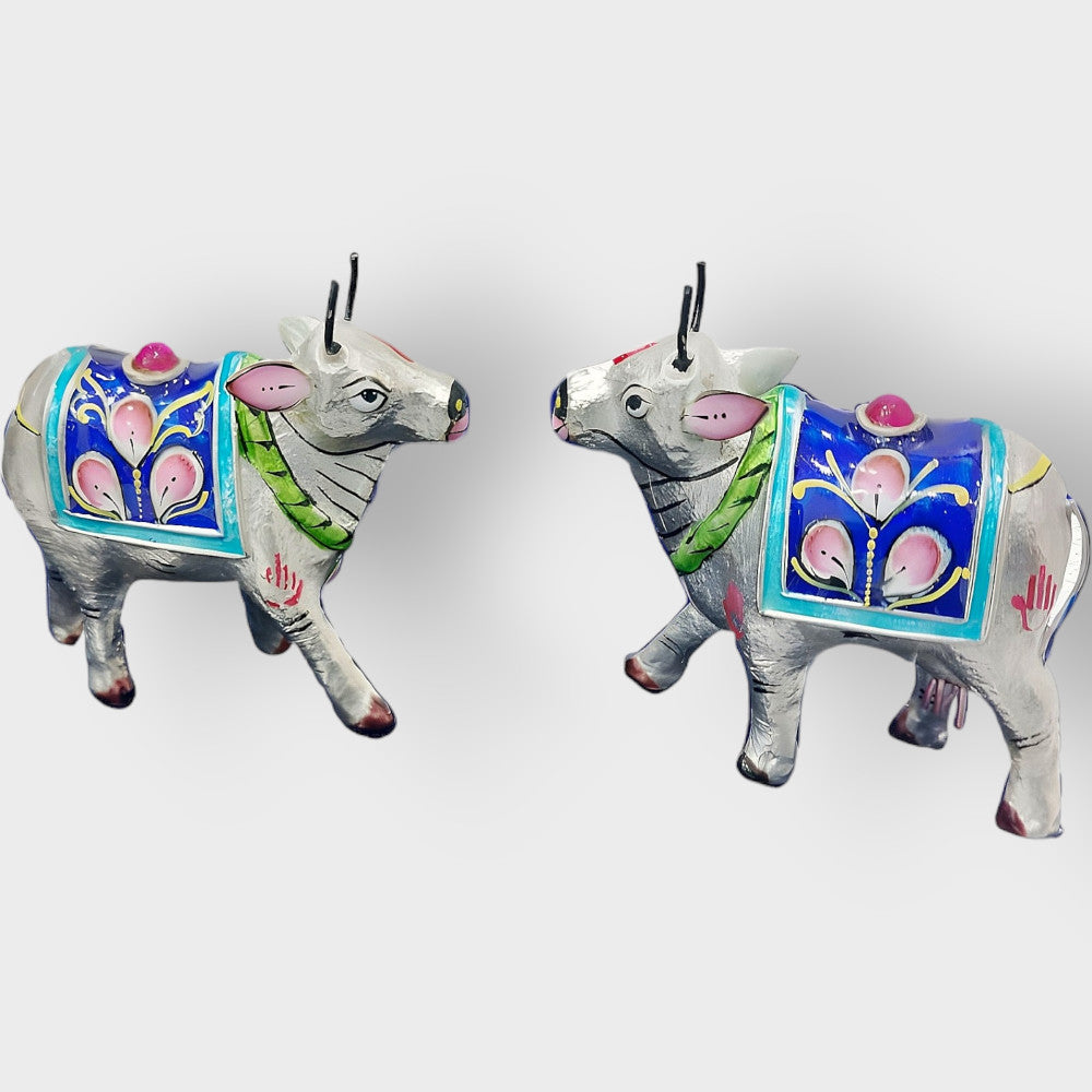 Pair Of Cows Gulabi Meenakari Art