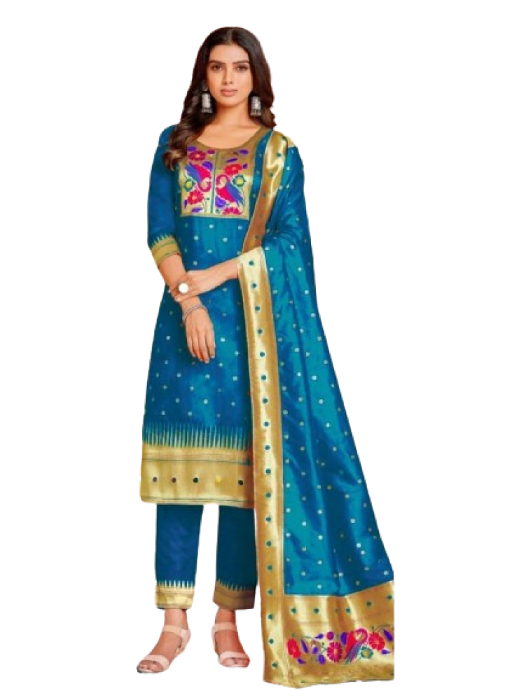 Paithani Blue Colour Suit