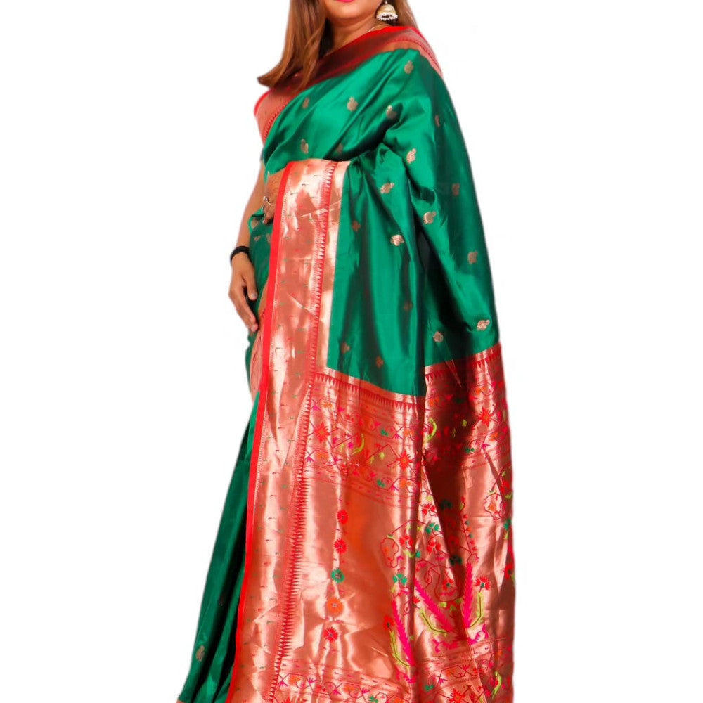 Paithani Saree Dark Green Colour