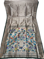 Paithani Saree Grey Colour with Blue Pallu