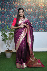 Paithani Saree Magenta Colour with Golden Pallu