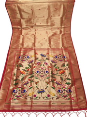 Paithani Saree Orange Colour with Green & Blue Pallu
