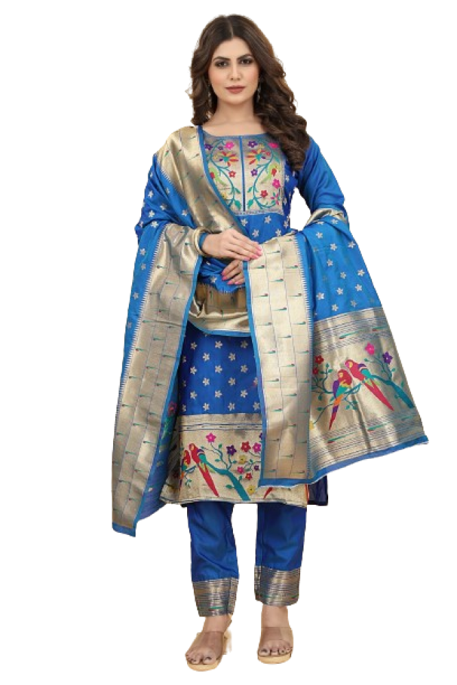 Paithani Suit Blue Colour