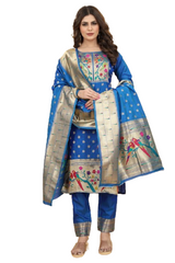 Paithani Suit Blue Colour