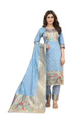 Paithani Suit Light Blue Colour