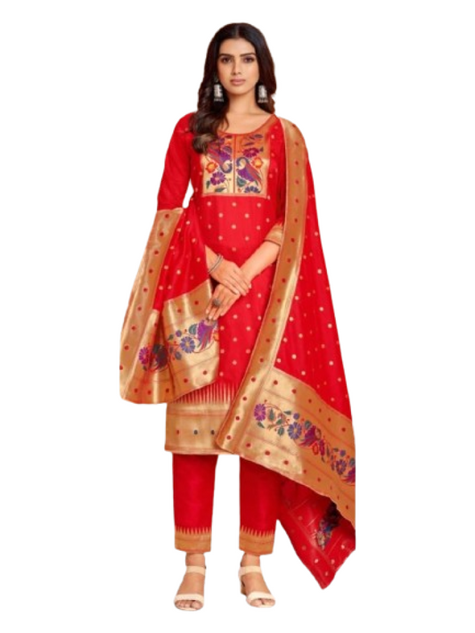Paithani Suit Red Colour