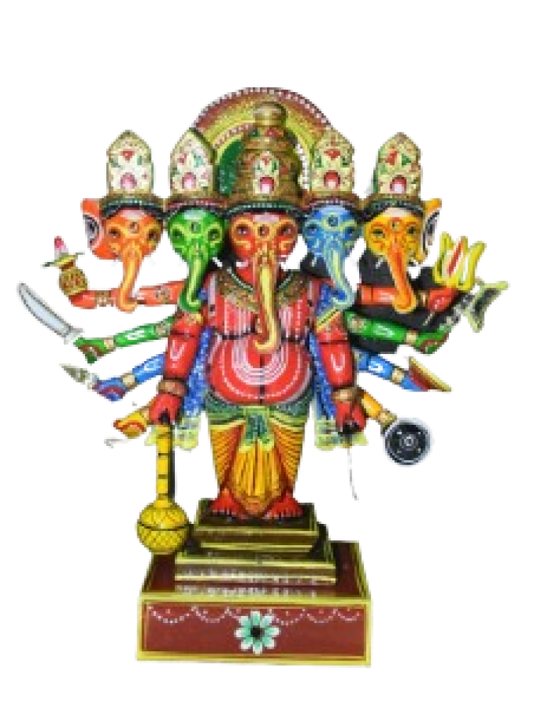 Panchamukhi Raudra Wooden Ganapathy