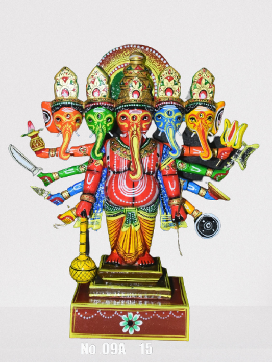 Panchamukhi Raudra Wooden Ganapathy