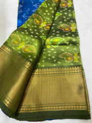 Parrot Green Telia Rumal Saree