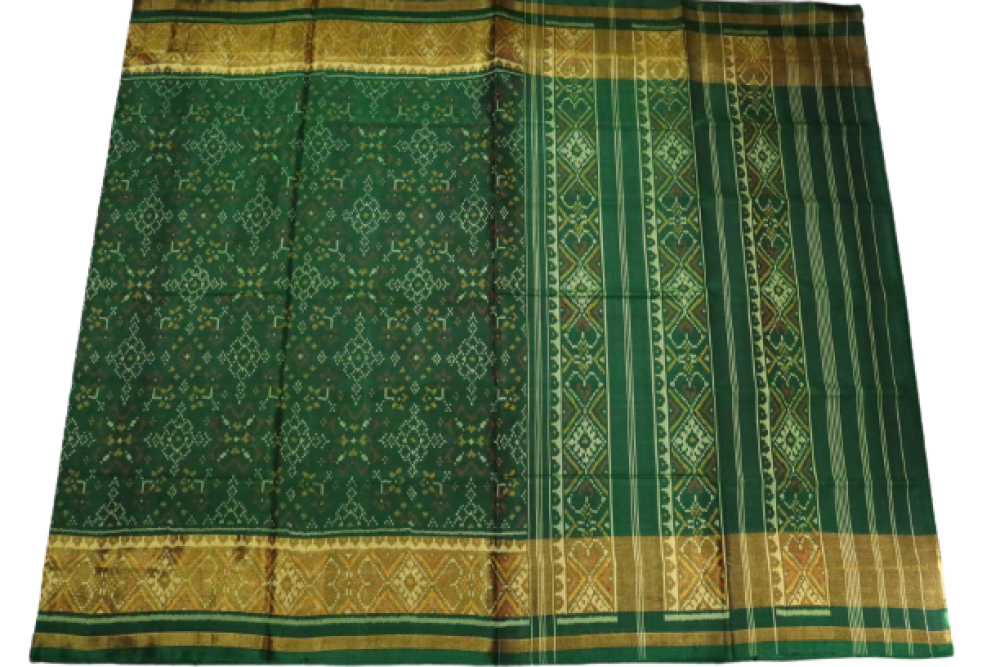 Patan Patola Saree Dark Green Colour