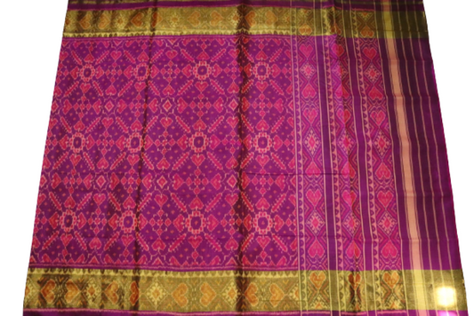 Patan Patola Saree Purple & Green Colour