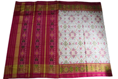 Patan Patola Saree with White & Pink Border