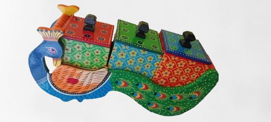 Peacock Design Wooden Dry Fruit Box