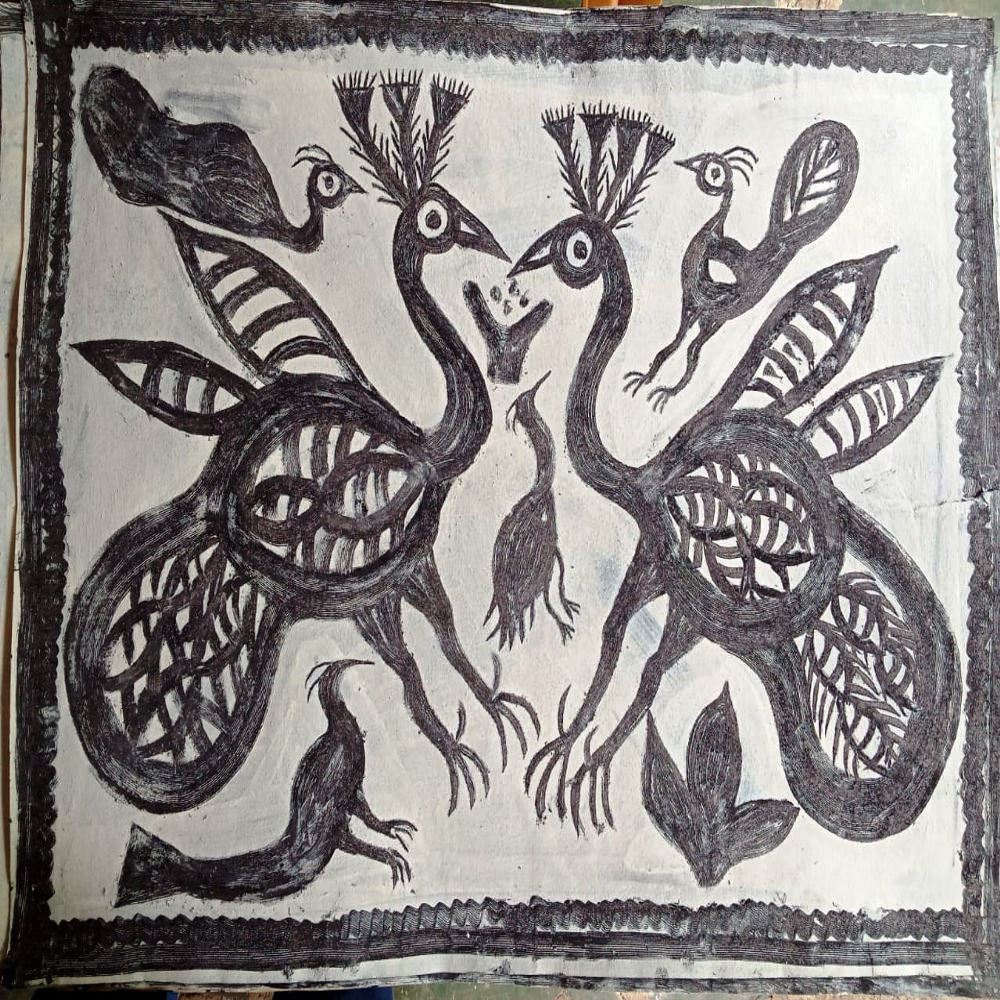 Peacock Theme Khovar Colourful Painting