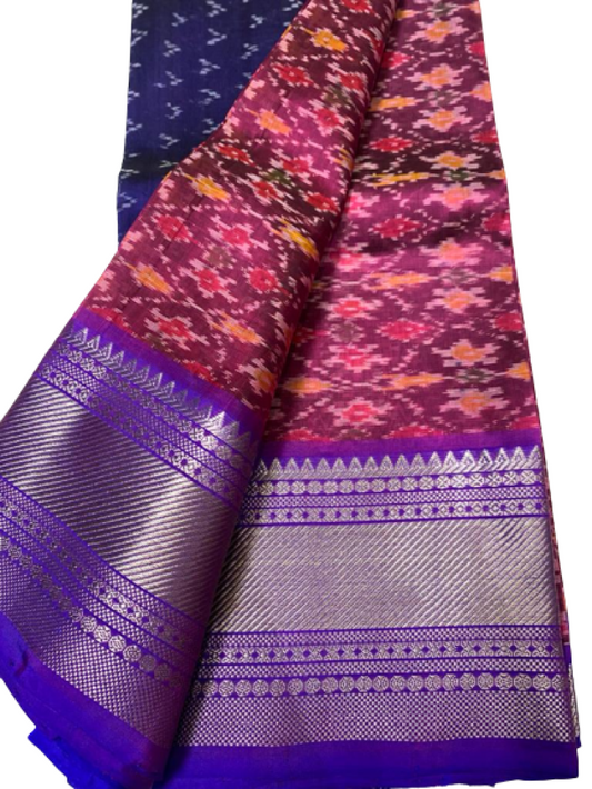 Pink and Violet Stunning Telia Rumal Saree