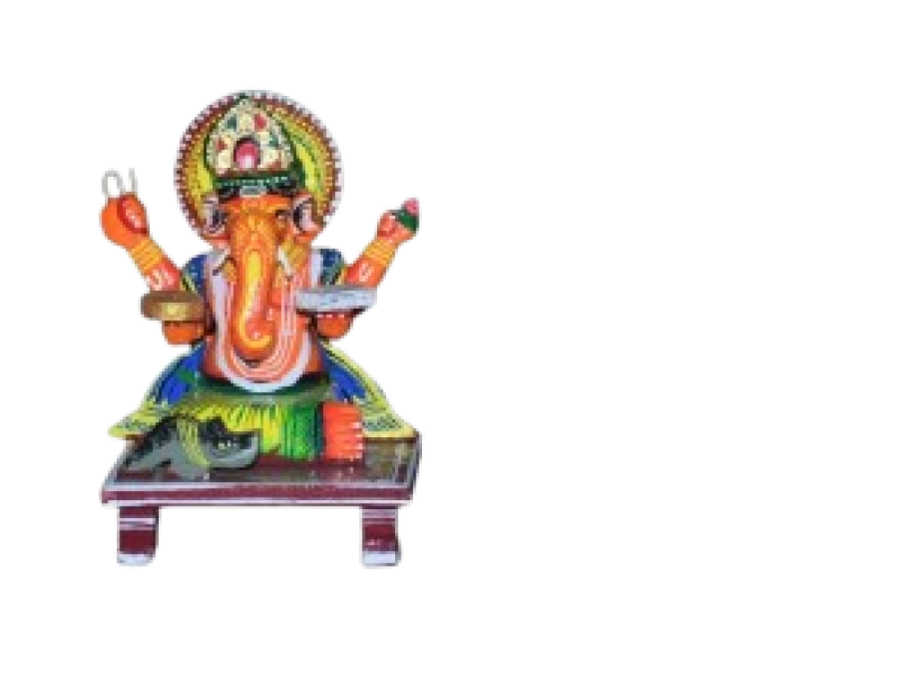 Pink Chauki Ganesh Wooden Piece
