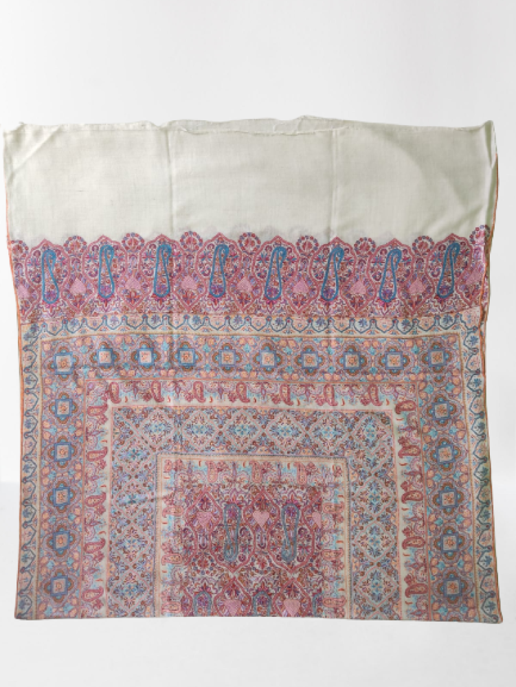 Pink & Cream Floral Design Kani Shawl