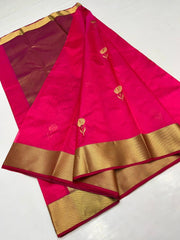 Pink & Gold Butta Chanderi Pattu Saree