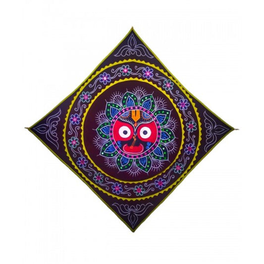 Beautiful Handmade Wall Hanging Pipli Traditional Applique Work Dark Brown