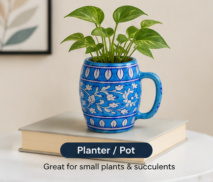 Handmade Beautiful Coffee Mug Blue Pottery Of Jaipur For Home Decor
