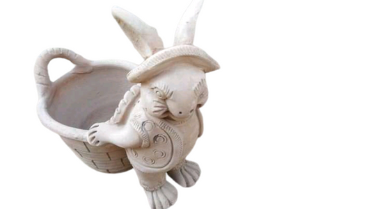 Playful Rabbit Vase Pot Pokharan Pottery
