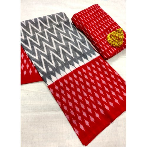 Traditional Pochampally Ikat Handloom Beautiful Cotton Printed Saree for Women