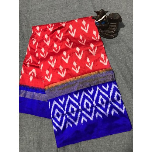 Beautiful Pochampally Ikkat Light Weighted Silk Red Colour Saree for Classic Women
