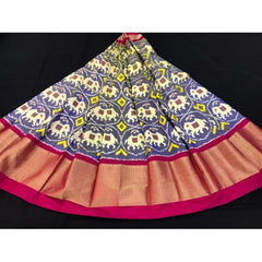 Alluring Pochampally Ikat Beautiful Violet Colour Golden Border Big Size Lehanga for Women