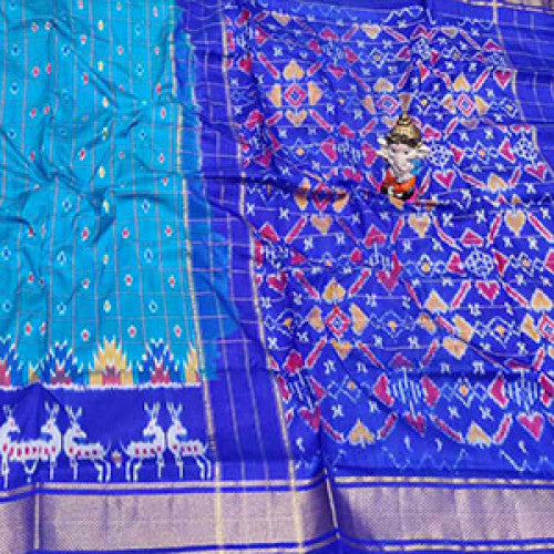 Handloom Sky Blue Pochampally Ikat Saree