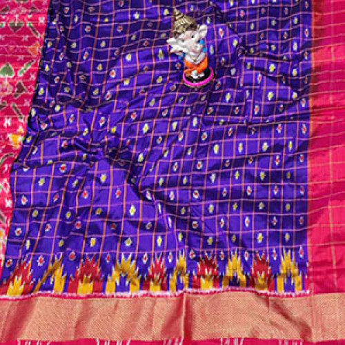 Pochampally Ikat Indigo Color Saree