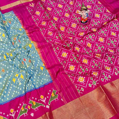 Pochampally Ikat Saree With Pink Anchal