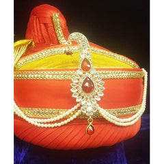 Handmade Puneri Pagadi In Orange Color For Wedding & Party Wear