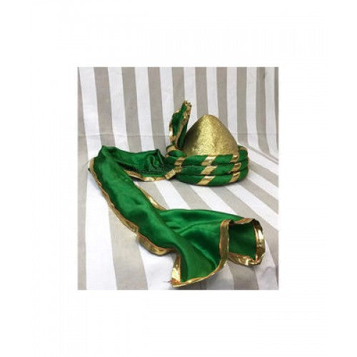Traditional Historical Royal Puneri Pagdi Of Maharashtra For Men In Green & Golden Colour By Someswar Pagadi Makers