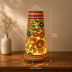 Andhra Pradesh Leather Puppetry Floral Elephant Decorative Showpiece Lamp