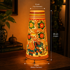 Andhra Pradesh Leather Puppetry Floral Elephant Decorative Showpiece Lamp