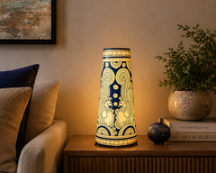 Andhra Pradesh Leather Puppetry Peacock Printed Decorative Showpiece Lamp