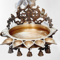 Brass Finish Fancy Urli With Diya