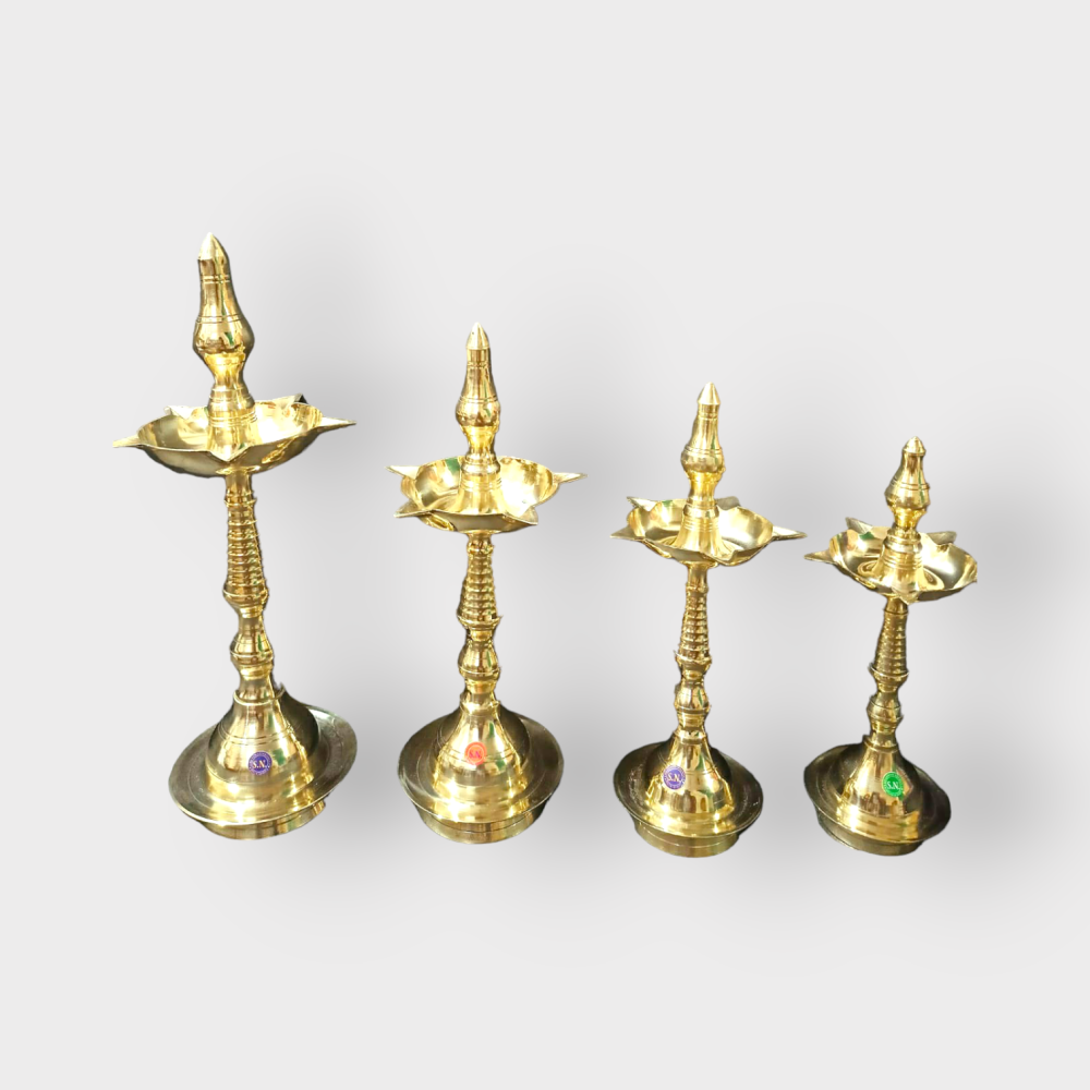 Pure Brass Plain Kerala Deepam Set