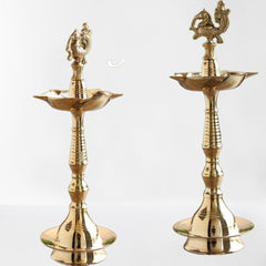 Brass Finish Plain Kerala Deepam Set