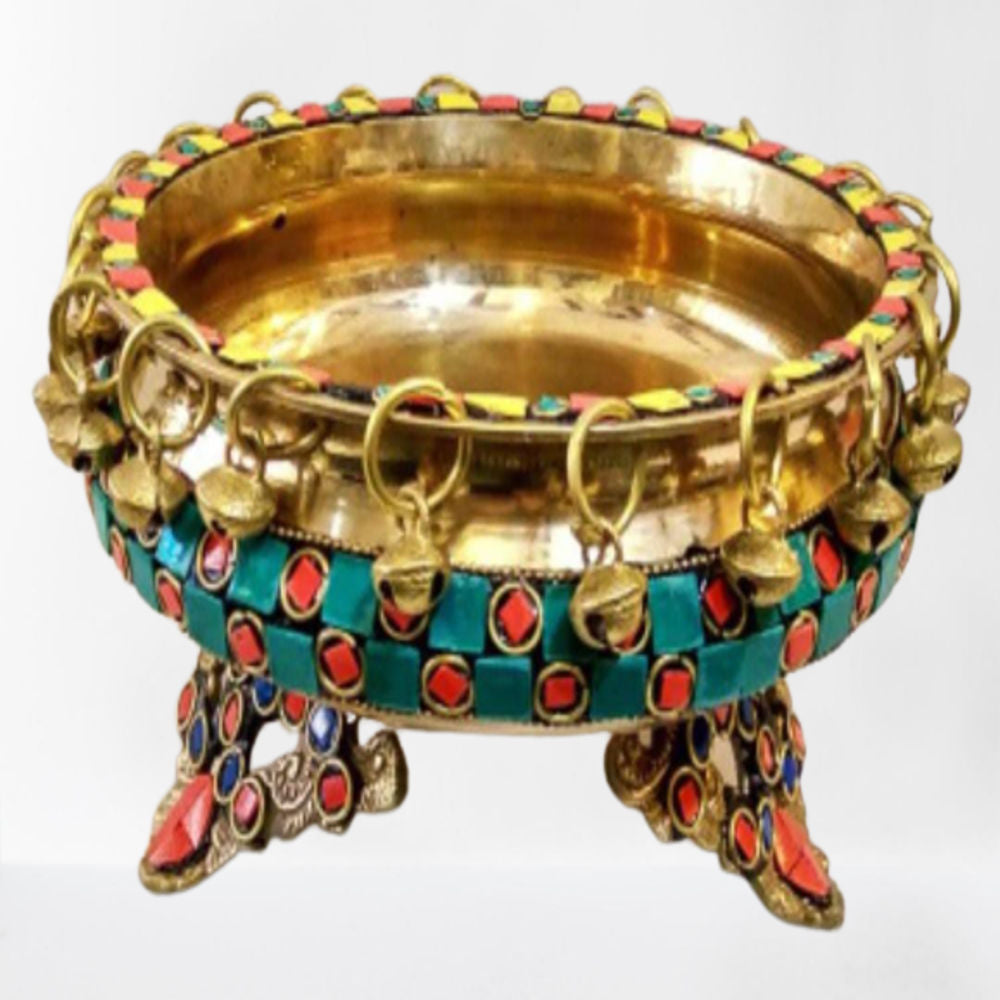 Pure Fancy Brass Urli With Stone