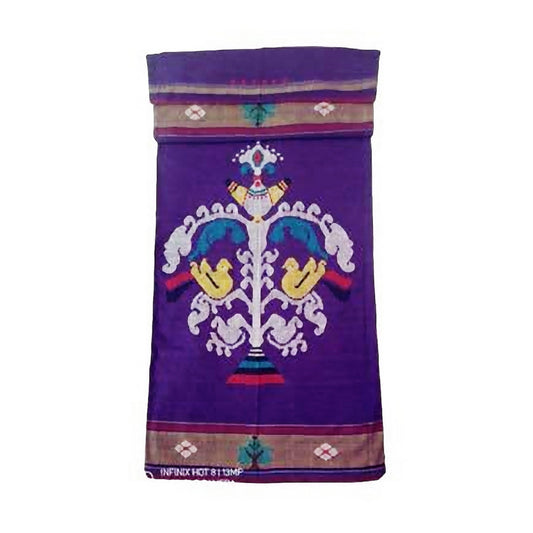 Purple Extra Weft Handwoven Single Bed Cover