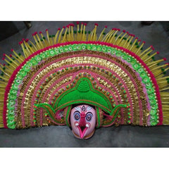 Delightful Handmade Green Colour Purulia Chhau Mask For Decoration Purpose