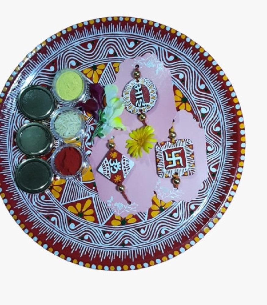 Rakhi Plate Set with 3 Rakhi
