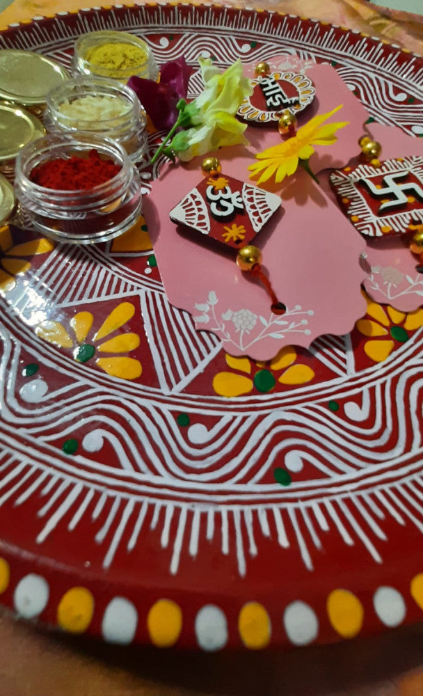 Rakhi Plate Set with 3 Rakhi