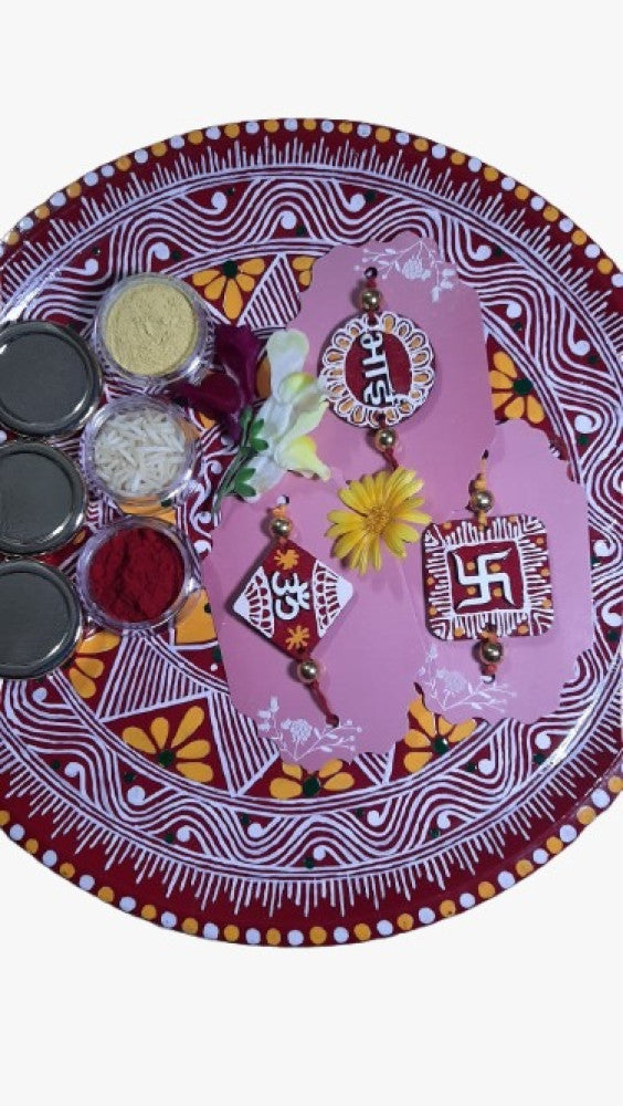 Rakhi Plate Set with 3 Rakhi