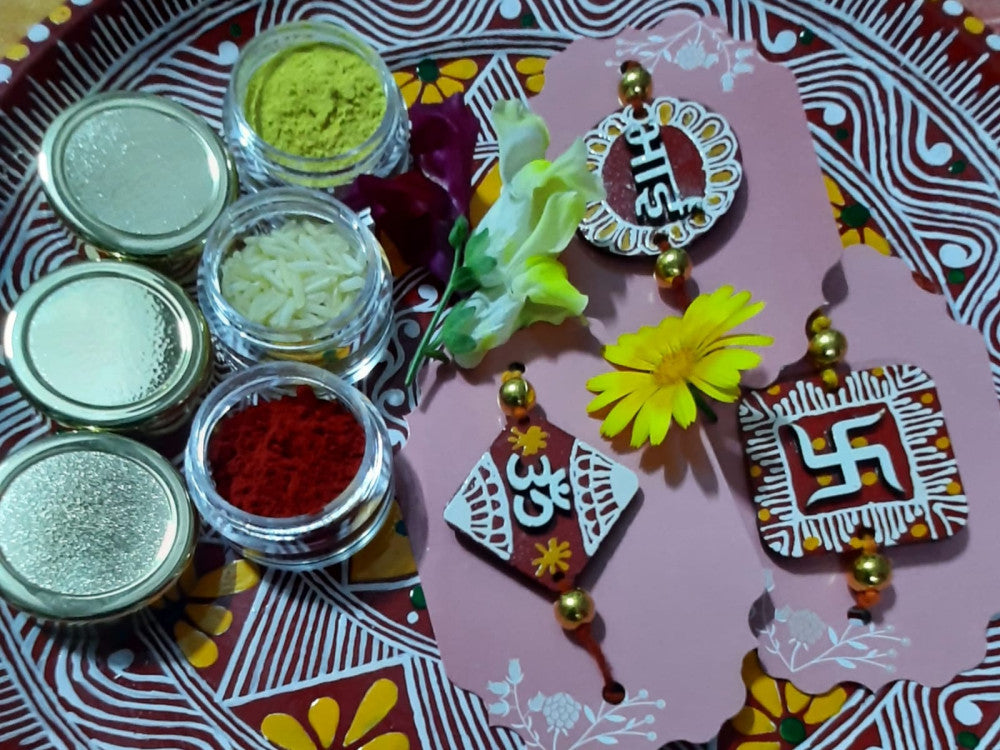 Rakhi Plate Set with 3 Rakhi